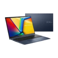 ASUS Vivobook 15 خانواده 1502 رنگ Quiet Blue نمای جلو و درب بدون فینگرپرینت