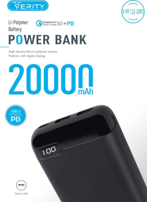 پاور بانک V PP 122 PD وریتی ظرفیت 20000 میلی آمپر