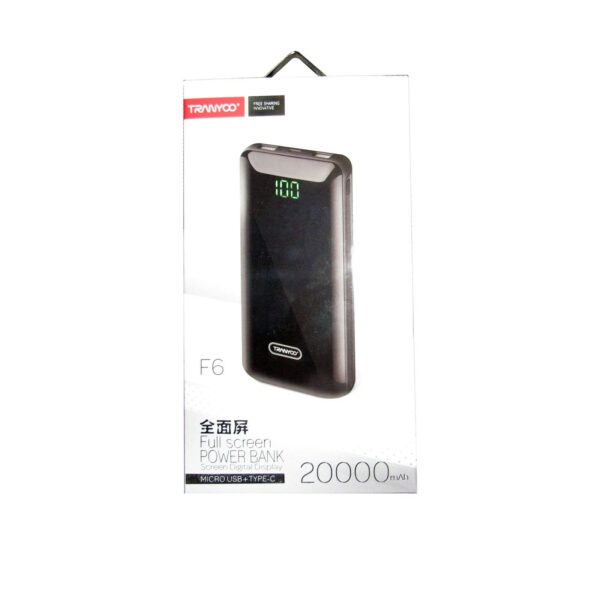 پاور بانک F6 ترانیو 20000 میلی آمپر